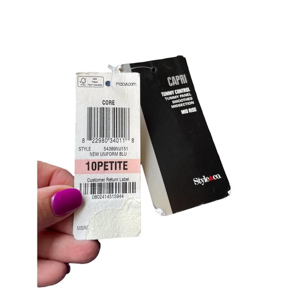 Style & Co Blue Mid Rise Tummy Control Capri Dress Pants 10P NWT - Picture 4 of 9